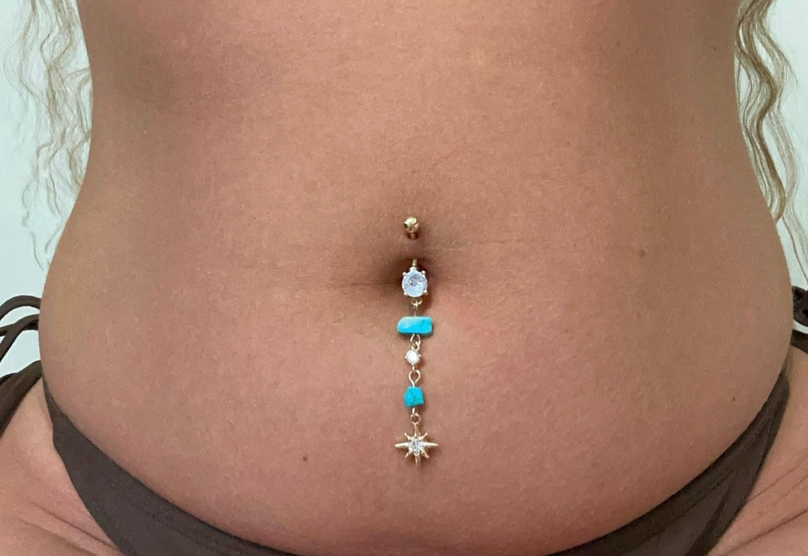 Blue turquoise belly ring