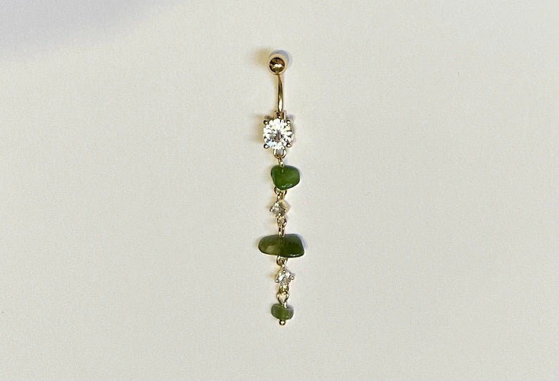 Green aventurine belly ring