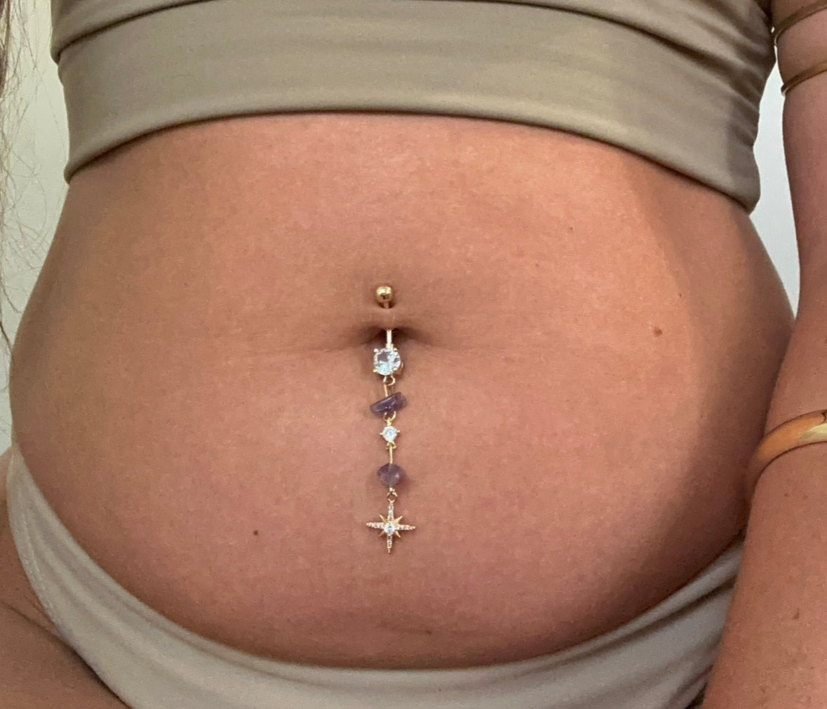 Amethyst belly ring