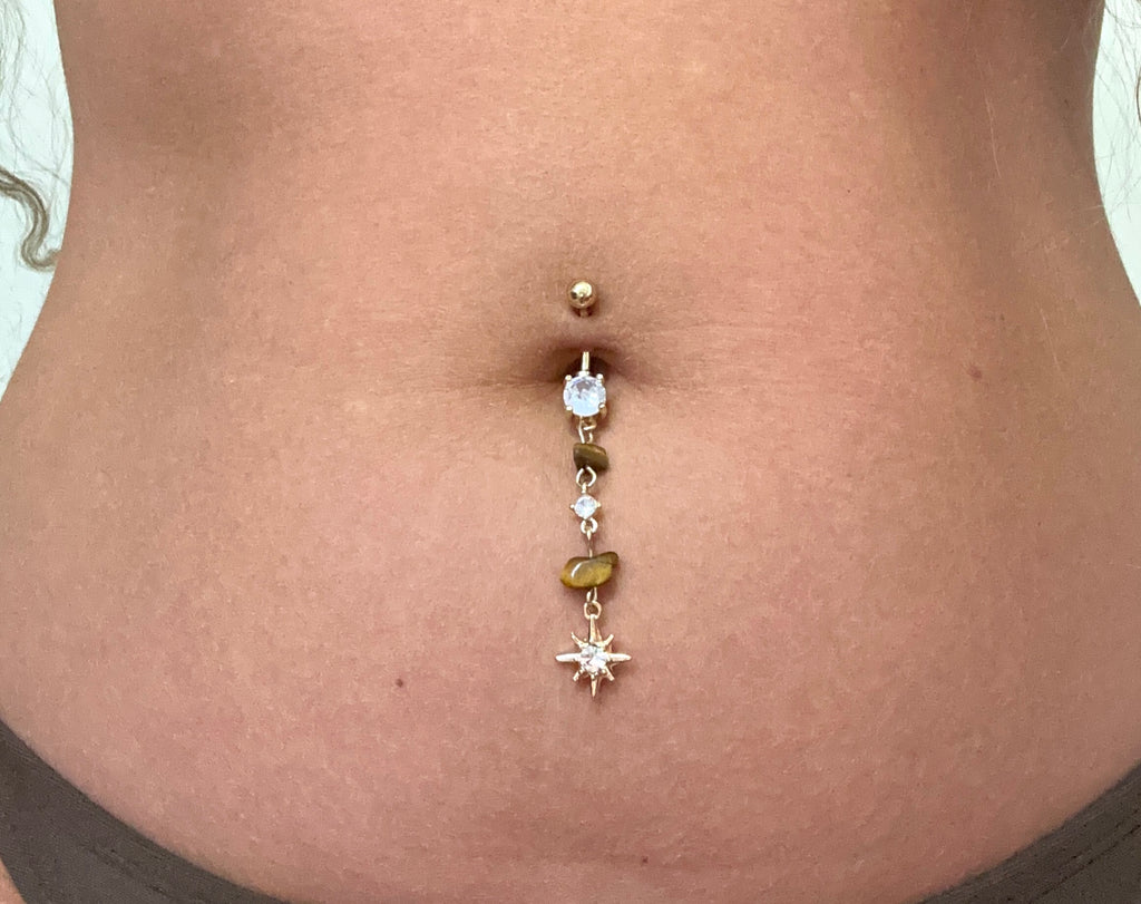 Tigers eye belly ring