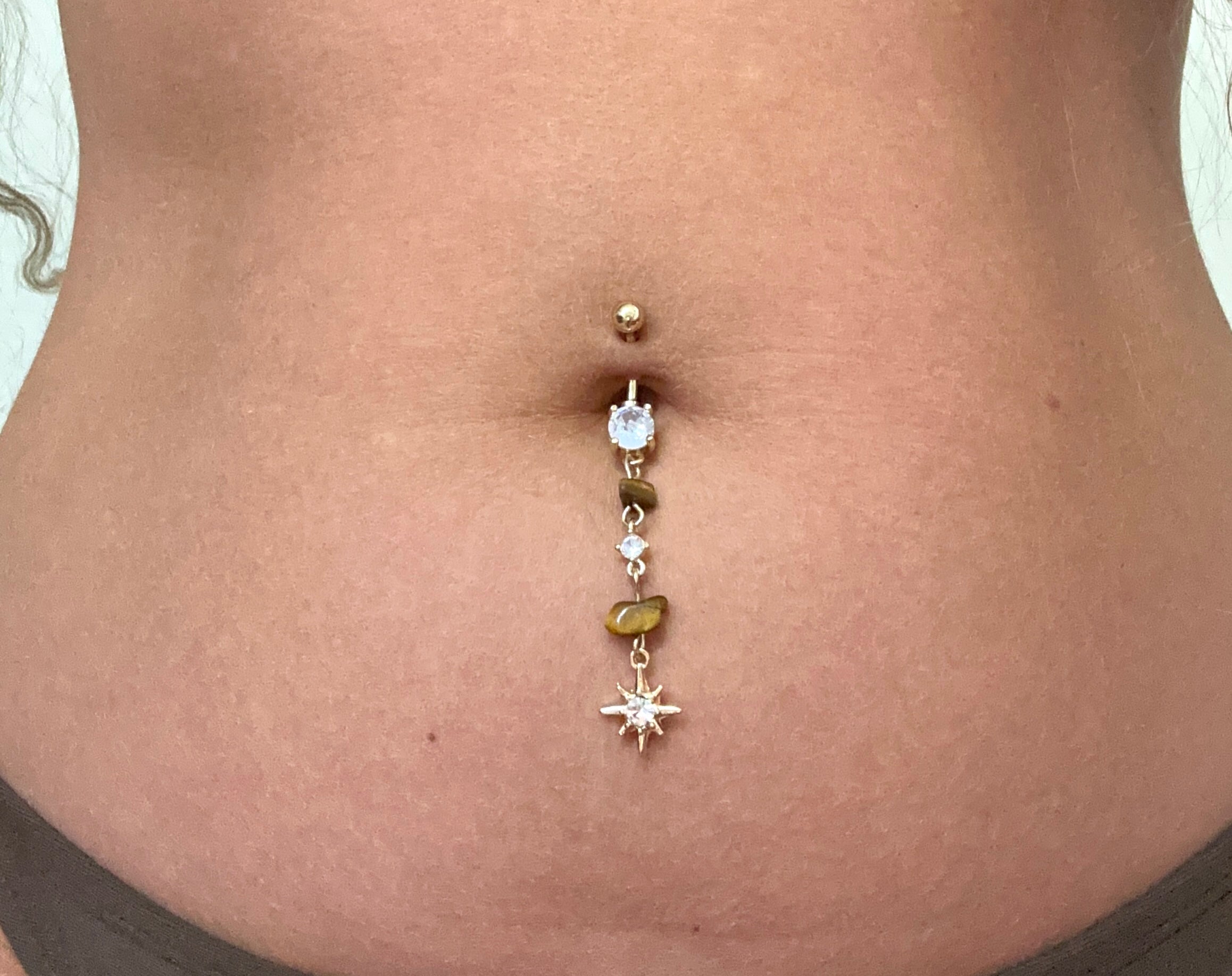 Tigers eye belly ring