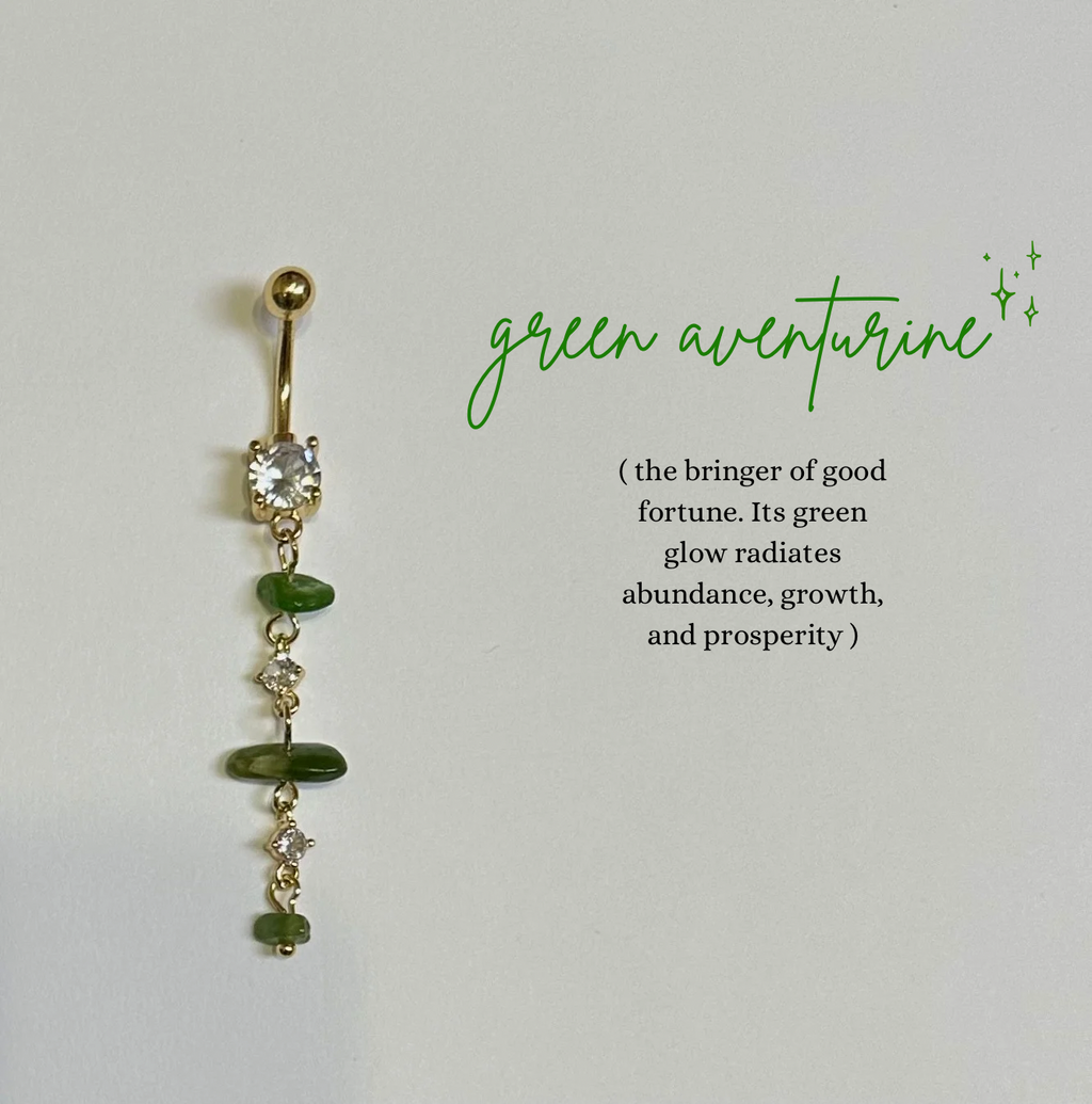 Green aventurine belly ring