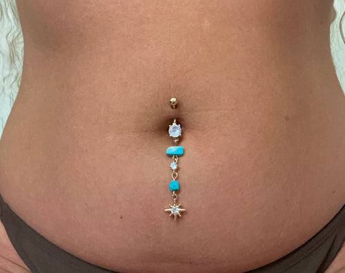 Blue turquoise belly ring