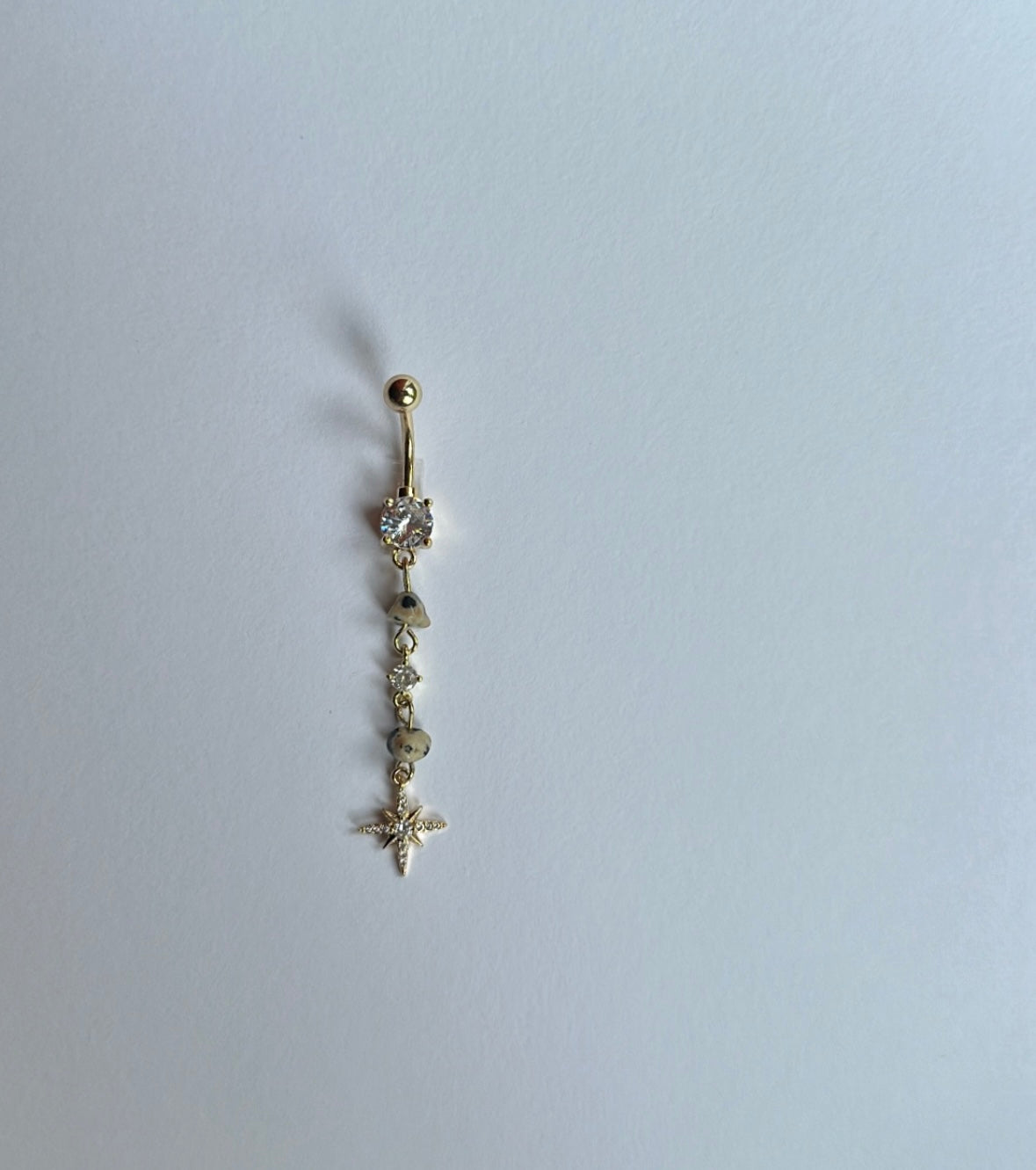 Dalmatian jasper belly ring