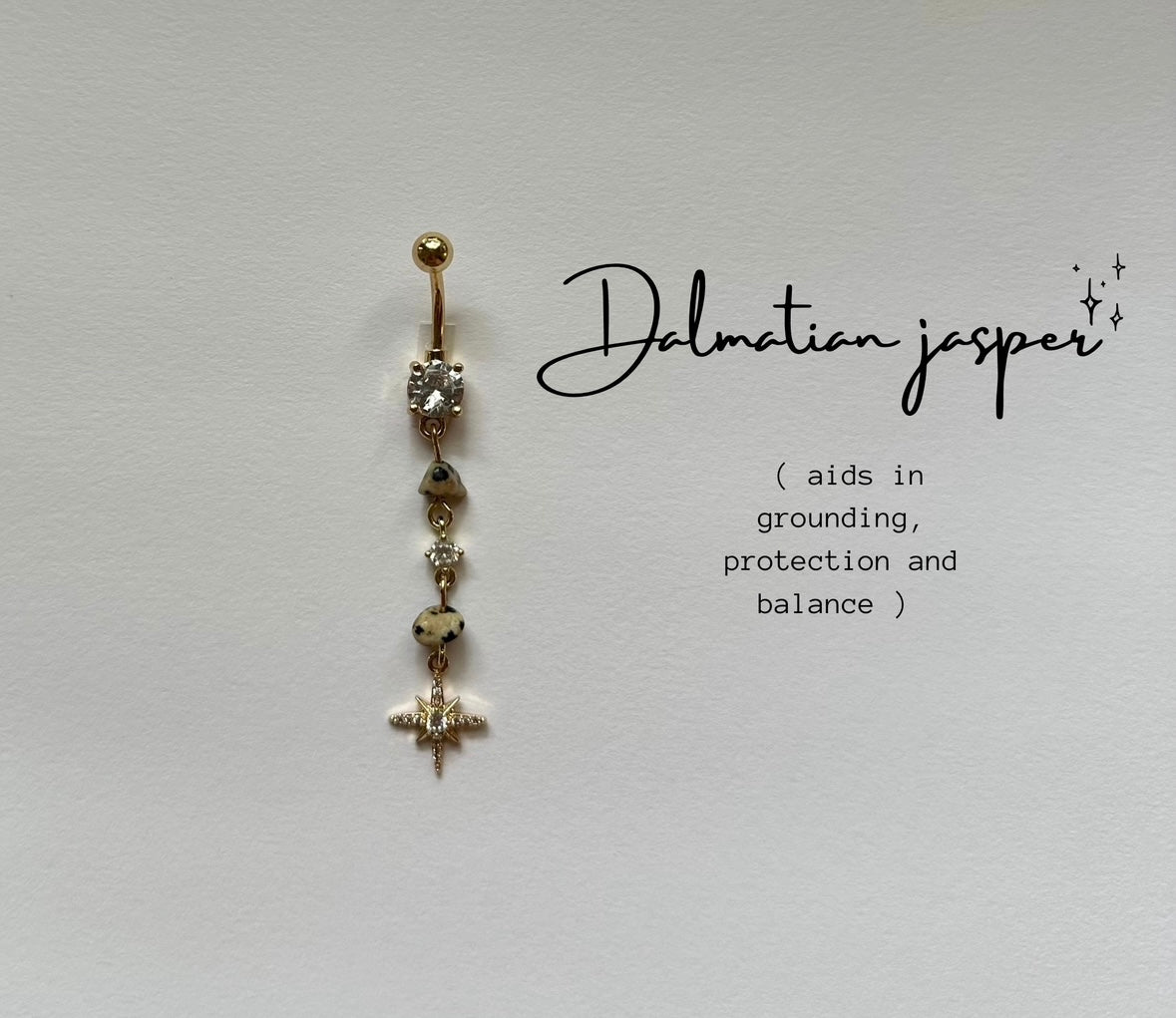 Dalmatian jasper belly ring