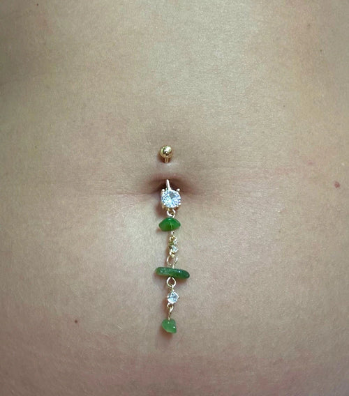 Green aventurine belly ring